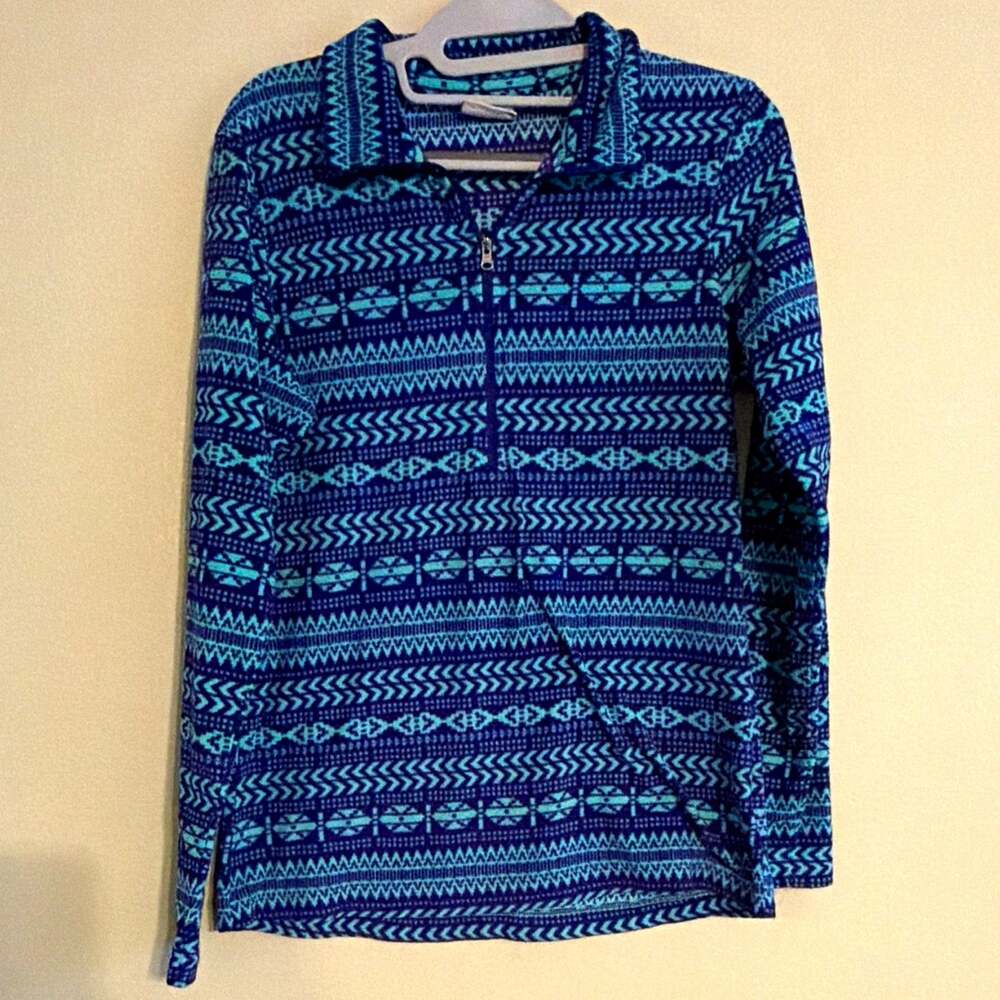Columbia Women’s Geometric Fleece 1/4 Zip Pullover Sweatshirt Purple Blue M
